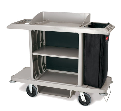 Rubbermaid 1969596 Housekeeping Cart w/ Vacuum Holder - 61 3/4"L x 23 1/8"W x 18 5/8"H-cityfoodequipment.com