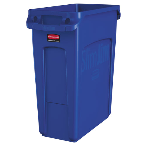 Rubbermaid 1971257 16 gal Rectangle Slim Trash Can, 22"L x 11"W x 25"H, Blue-cityfoodequipment.com