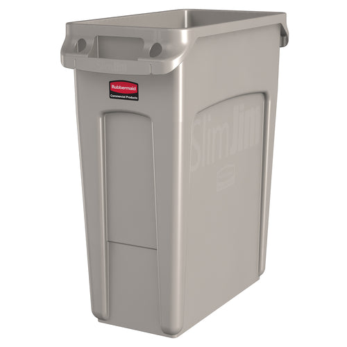 Rubbermaid 1971259 16 gal Rectangle Slim Trash Can, 22"L x 11"W x 25"H, Beige-cityfoodequipment.com