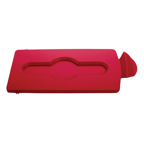 Rubbermaid 2007192 Hinged Lid Insert for 23 gal Slim Jim? Recycling Containers - 16 1/2" x 8", Red-cityfoodequipment.com