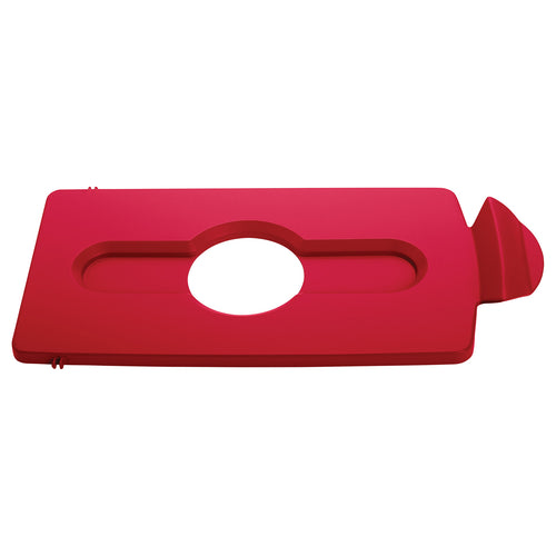 Rubbermaid 2007193 Hinged Lid Insert for 23 gal Slim Jim? Recycling Containers - Bottles/Cans, 16 1/2" x 8", Red-cityfoodequipment.com