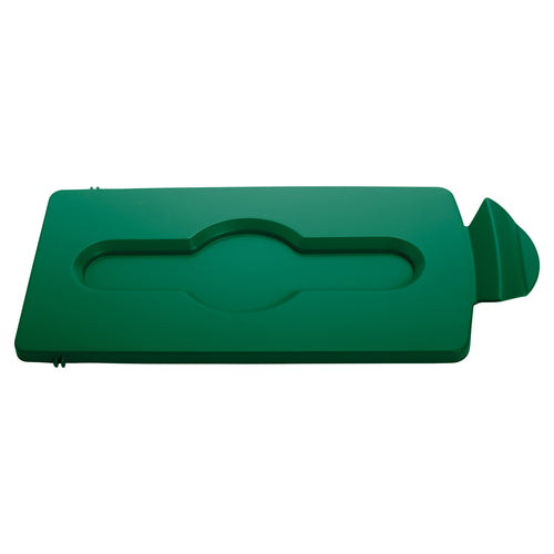 Rubbermaid 2007884 Hinged Lid Insert for 23 gal Slim Jim? Recycling Containers - 16 1/2" x 8", Green-cityfoodequipment.com