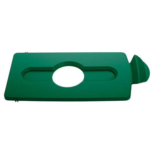 Rubbermaid 2007885 Hinged Lid Insert for 23 gal Slim Jim? Recycling Containers - Bottles/Cans, 16 1/2" x 8", Green-cityfoodequipment.com