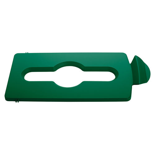 Rubbermaid 2007887 Hinged Lid Insert for 23 gal Slim Jim? Recycling Containers - Mixed Materials, 16 1/2" x 8", Green-cityfoodequipment.com