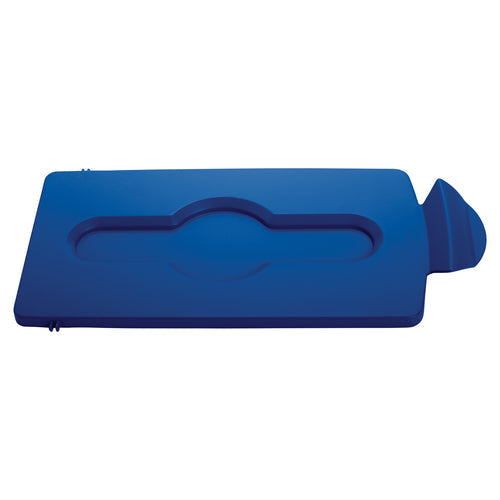 Rubbermaid 2007888 Hinged Lid Insert for 23 gal Slim Jim? Recycling Containers - 16 1/2" x 8", Blue-cityfoodequipment.com