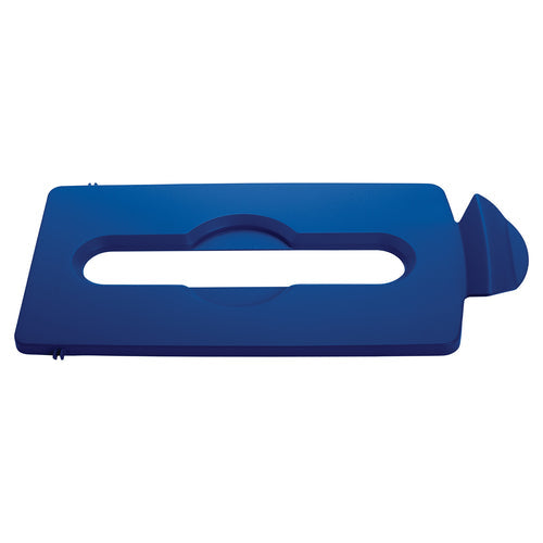 Rubbermaid 2007890 Hinged Lid Insert for 23 gal Slim Jim? Recycling Containers - Paper, 16 1/2" x 8", Blue-cityfoodequipment.com