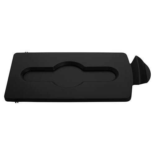 Rubbermaid 2007892 Hinged Lid Insert for 23 gal Slim Jim? Recycling Containers - 16 1/2" x 8", Black-cityfoodequipment.com