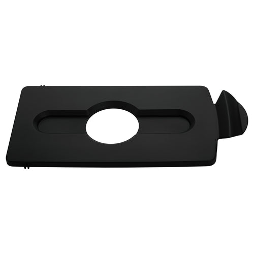 Rubbermaid 2007893 Hinged Lid Insert for 23 gal Slim Jim? Recycling Containers - Bottles/Cans, 16 1/2" x 8", Black-cityfoodequipment.com