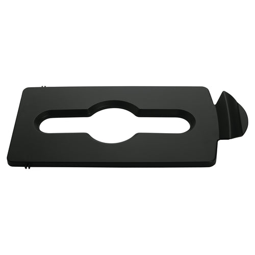 Rubbermaid 2007895 Hinged Lid Insert for 23 gal Slim Jim? Recycling Containers - Mixed Materials, 16 1/2" x 8", Black-cityfoodequipment.com