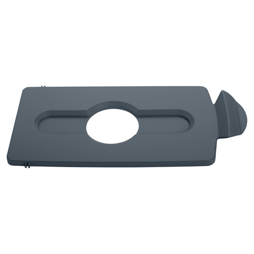 Rubbermaid 2007897 Hinged Lid Insert for 23 gal Slim Jim? Recycling Containers - Bottles/Cans, 16 1/2" x 8", Gray-cityfoodequipment.com