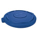 Rubbermaid FG263100BLUE Round Flat Top Trash Can Lid - Plastic, Blue-cityfoodequipment.com