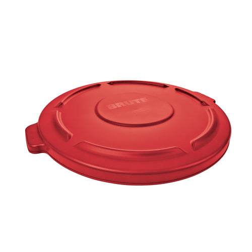 Rubbermaid FG265400RED Round Flat Top Trash Can Lid - Plastic, Red-cityfoodequipment.com