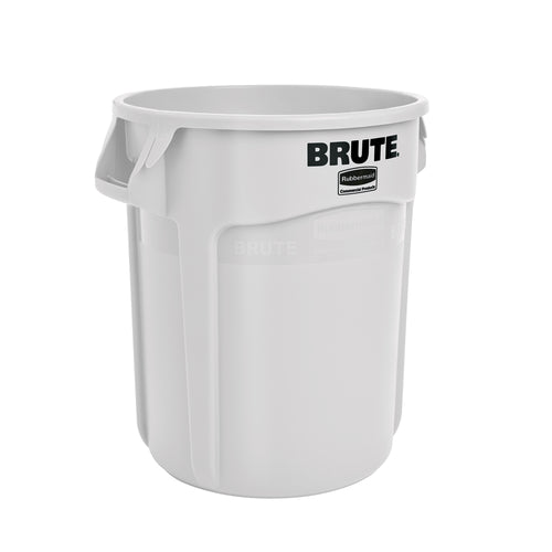 Rubbermaid FG265500WHT 55 gallon Brute Trash Can - Plastic, Round, Food Rated-cityfoodequipment.com