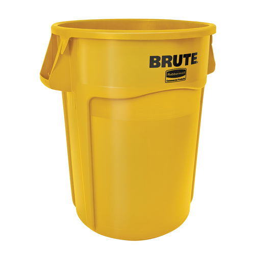 Rubbermaid FG265500YEL 55 gallon Brute Trash Can - Plastic, Round, Food Rated-cityfoodequipment.com