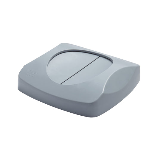 Rubbermaid FG268988GRAY Square Swing Top Trash Can Lid - Plastic, Gray-cityfoodequipment.com