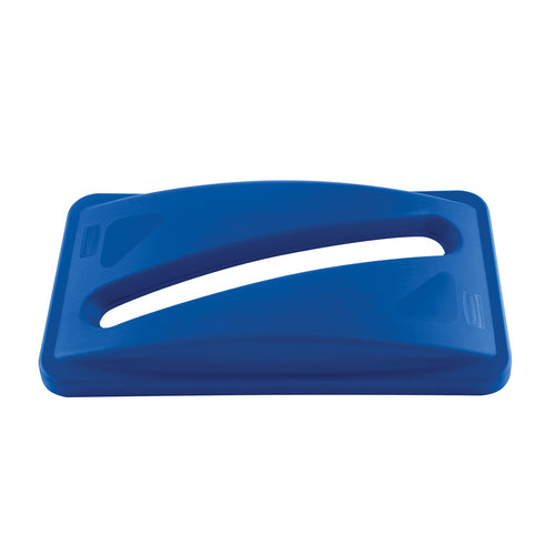 Rubbermaid FG270388BLUE Rectangle Recycling Trash Can Lid - Plastic, Blue-cityfoodequipment.com