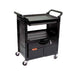 Rubbermaid FG345700BLA 3 Level Polymer Utility Cart w/ 200 lb Capacity, Raised Ledges-cityfoodequipment.com