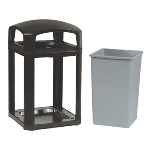 Rubbermaid FG397000 BLA 35 gal Landmark Series Container - 26x26x40" Dome Top Frame, Black-cityfoodequipment.com