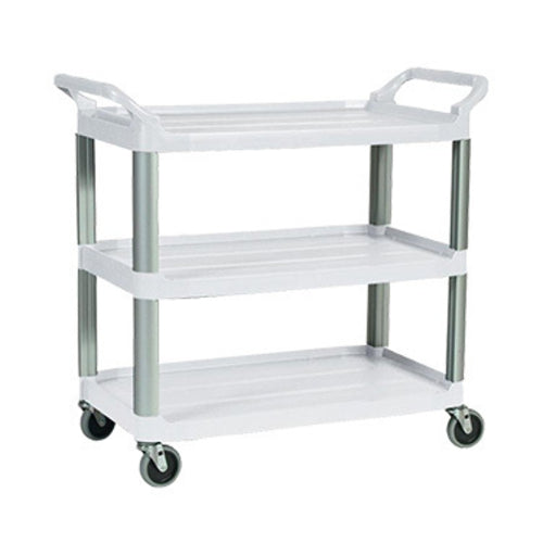 Rubbermaid FG409100OWHT 3 Level Polymer Utility Cart w/ 300 lb Capacity, Raised Ledges-cityfoodequipment.com