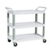 Rubbermaid FG409100OWHT 3 Level Polymer Utility Cart w/ 300 lb Capacity, Raised Ledges-cityfoodequipment.com