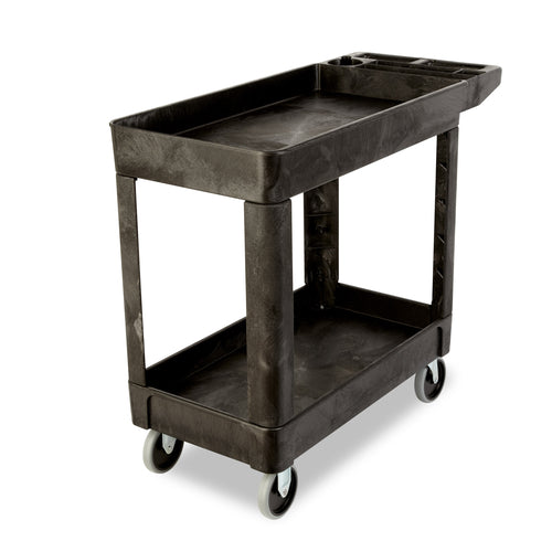 Rubbermaid FG450089BLA 2-Level Polymer Utility Cart w/ 500-lb Capacity, Raised Ledges-cityfoodequipment.com