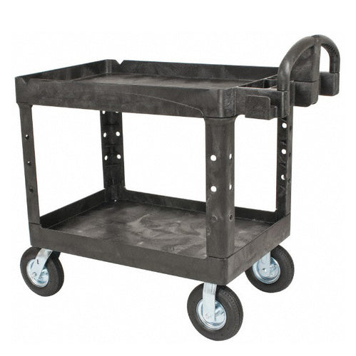Rubbermaid FG452010 BLA 2 Level Polymer Utility Cart w/ 500 lb Capacity, Raised Ledges-cityfoodequipment.com