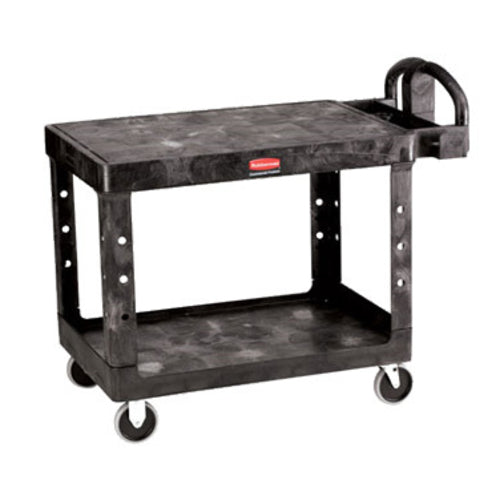 Rubbermaid FG452500 BLA 2 Level Polymer Utility Cart w/ 500 lb Capacity, Flat Ledges-cityfoodequipment.com