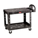 Rubbermaid FG452500 BLA 2 Level Polymer Utility Cart w/ 500 lb Capacity, Flat Ledges-cityfoodequipment.com