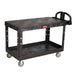 Rubbermaid FG454500BLA 2 Level Polymer Utility Cart - 54"L x 25-1/4"W x 36"H, Structural Foam, Black-cityfoodequipment.com