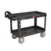 Rubbermaid FG454600 BLA 2 Level Polymer Utility Cart - 55"L x 26"W x 33-1/4"H, Black-cityfoodequipment.com