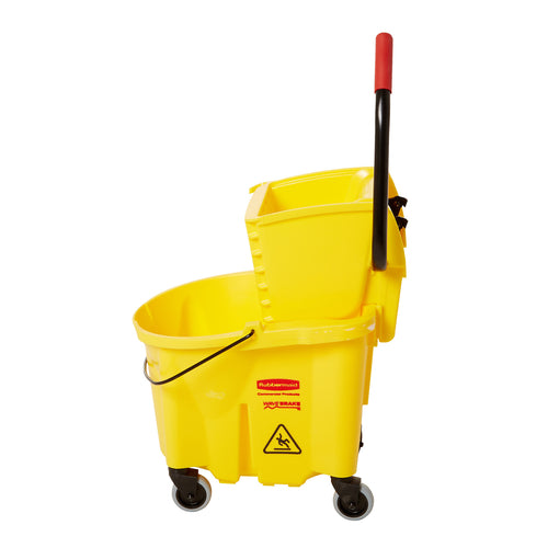 Rubbermaid FG748000YEL 26 qt WaveBrake Mop Bucket Combo - Side Press Wringer, Plastic, Yellow-cityfoodequipment.com
