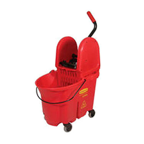 Rubbermaid FG757888 RED 35 qt WaveBrake Mop Bucket Combo - Down Press Wringer, Plastic, Red-cityfoodequipment.com