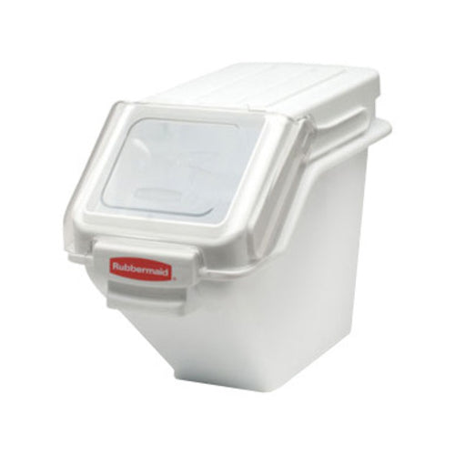 Rubbermaid FG9G5700 WHT Prosave® Safety Storage Bin With Scoop - 6.25 Gallon Capacity, White-cityfoodequipment.com
