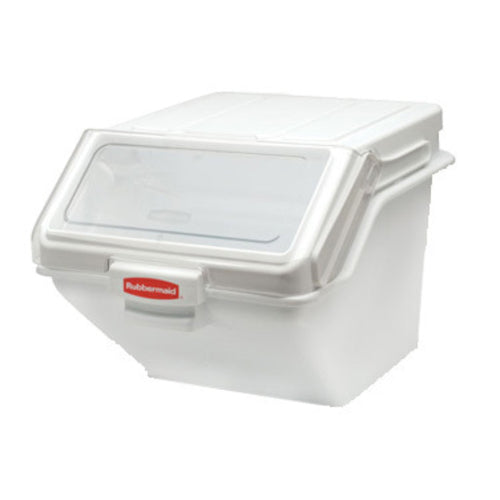 Rubbermaid FG9G5800 WHT Prosave® Safety Storage Bin With Scoop - 12.63 Gallon Capacity, White-cityfoodequipment.com
