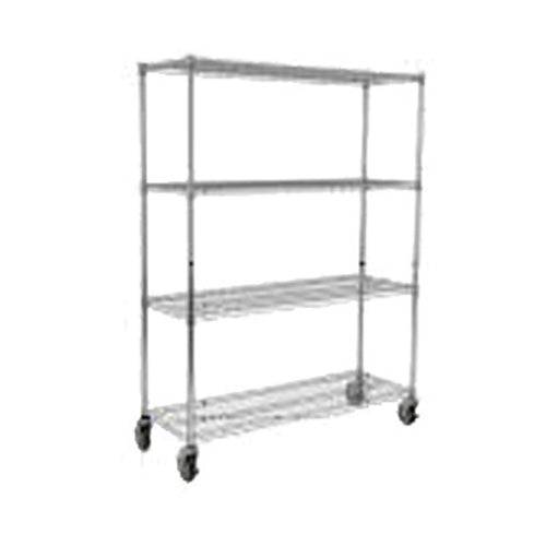 Rubbermaid FG9G8000CHRM 50" NSF 4-Tier Chrome Wire Shelf Kit - Mobile, 18"W, 67"H-cityfoodequipment.com