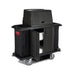 Rubbermaid FG9T1900 BLA Housekeeping Cart w/ Vacuum Holder, 60"L x 22"W x 67 1/2"H, Black-cityfoodequipment.com