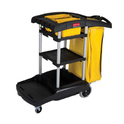 Rubbermaid FG9T7200 BLA Janitor Cart w/ Mop Bucket Platform, Black-cityfoodequipment.com