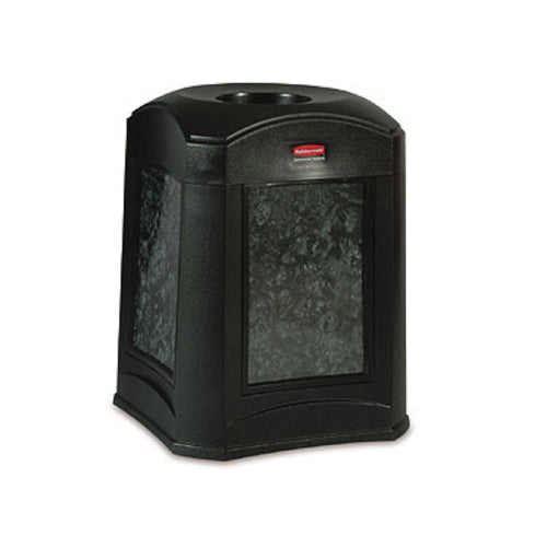 Rubbermaid FG9W0200 BLA 35 gal Landmark Funnel Top Trash Container - Panel Frame, Rigid Liner, Black-cityfoodequipment.com