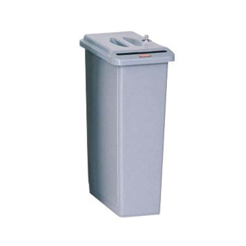 Rubbermaid FG9W1500LGRAY 23 gal Rectangle Slim Trash Can, 20"L x 11"W x 31"H, Gray-cityfoodequipment.com