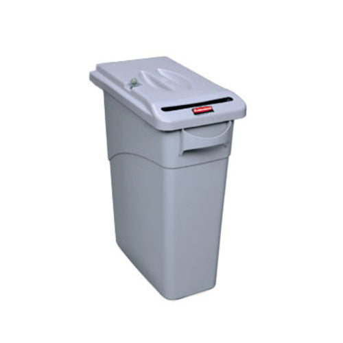 Rubbermaid FG9W2500LGRAY 15 7/8 gal Rectangle Slim Trash Can, 23 1/10" L x 11"W x 24 9/10"H, Gray-cityfoodequipment.com