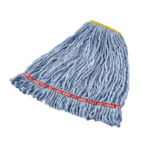 Rubbermaid FGA21206BL00 Medium Wet Mop Head - 1" Headband, 4 Ply Cotton/Synthetic Blend, Blue-cityfoodequipment.com