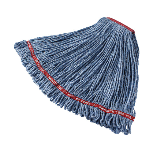 Rubbermaid FGC11306BL00 Looped-End Large Wet Mop Head - 1" Headband, 4 Ply Cotton/Synthetic Blend, Blue-cityfoodequipment.com