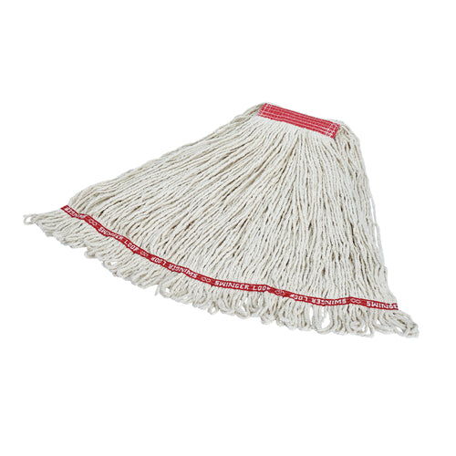 Rubbermaid FGC11306WH00 Looped-End Large Wet Mop Head - 1" Headband, 4 Ply Cotton/Synthetic Blend, White-cityfoodequipment.com