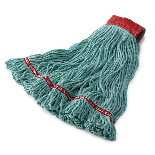 Rubbermaid FGC15306GR00 Looped-End Large Wet Mop Head - 5" Headband, 4 Ply Cotton/Synthetic Blend, Green-cityfoodequipment.com