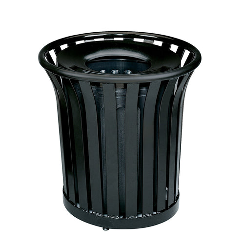 Rubbermaid FGMT32PLBK 36 gal Outdoor Decorative Trash Can - Metal, Black-cityfoodequipment.com