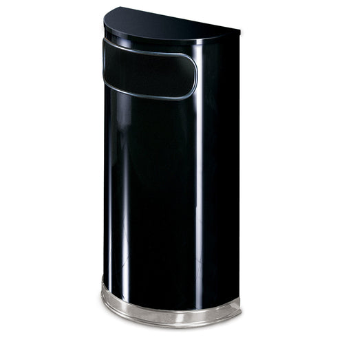 Rubbermaid FGSO820PLBK 9 gal Indoor Decorative Trash Can - Metal, Black/Chrome-cityfoodequipment.com