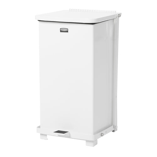 Rubbermaid FGST12EPLWH 12-gal Square Plastic Step Trash Can, 12"L x 12"W x 23"H, White-cityfoodequipment.com