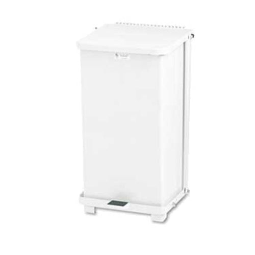 Rubbermaid FGST24EPLWH 13 gal Square Plastic Step Trash Can, 15"L x 15"W x 30"H, White-cityfoodequipment.com