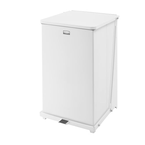 Rubbermaid FGST40EPLWH 40-gal Square Plastic Step Trash Can, 19"L x 19"W x 30"H, White-cityfoodequipment.com