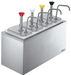 Server Pump Style Condiment Dispenser w/ (4) Jars & Pumps, (1 1/4) oz Stroke, Stainless (82830)-cityfoodequipment.com